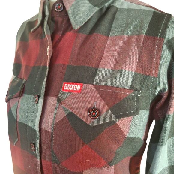 Dixxon “The Brawler” Women’s Small Flannel Shirt – Red & Black Plaid Button Up L - Picture 3 of 7